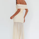 Clarita Sheer Ruched Maxi Dress Cream