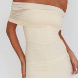Clarita Sheer Ruched Maxi Dress Cream