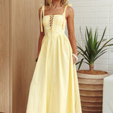 Kiahna Lace-Up Bodice Maxi Dress Butter