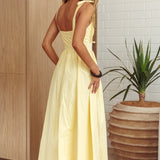 Kiahna Lace-Up Bodice Maxi Dress Butter