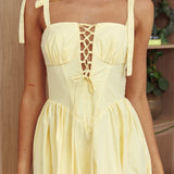 Kiahna Lace-Up Bodice Maxi Dress Butter