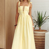 Kiahna Lace-Up Bodice Maxi Dress Butter