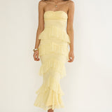 Dulce Dreams Sweetheart Neckline Lace Frill Maxi Dress Butter