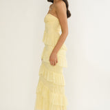 Dulce Dreams Sweetheart Neckline Lace Frill Maxi Dress Butter