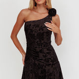 Midnight Aura One Shoulder Mini Dress Black