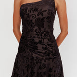Midnight Aura One Shoulder Mini Dress Black