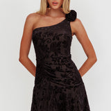 Midnight Aura One Shoulder Mini Dress Black