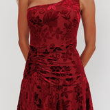 Midnight Aura One Shoulder Mini Dress Wine