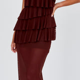 Crewe Strapless Ruffle Maxi Dress Chocolate