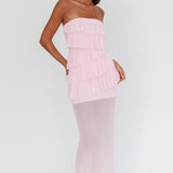 Crewe Strapless Ruffle Maxi Dress Pink