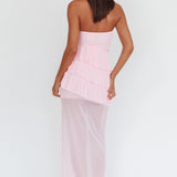 Crewe Strapless Ruffle Maxi Dress Pink