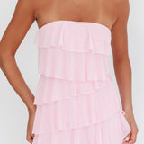 Crewe Strapless Ruffle Maxi Dress Pink