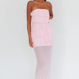 Crewe Strapless Ruffle Maxi Dress Pink