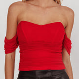 Melonie Off-Shoulder Top Red