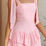 Despacito Tied Shoulder Mini Dress Pink