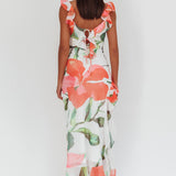 Loula Ruffle Strap Maxi Dress Floral Red