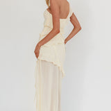 Gelina One-Shoulder Frill Trim Maxi Dress Butter