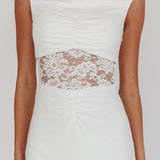 Solara Lace Waist Maxi Dress White