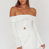 Adalis High Waist Wrap Front Shorts Off White