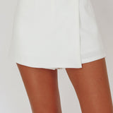 Adalis High Waist Wrap Front Shorts Off White