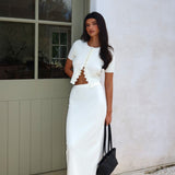 Don't Mind Scallop Edge Knit Skirt Cream