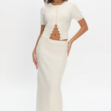 Don't Mind Scallop Edge Knit Skirt Cream