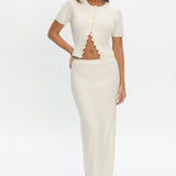 Don't Mind Scallop Edge Knit Skirt Cream