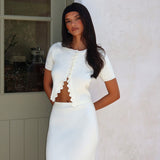 Don't Mind Scallop Edge Knit Top Cream