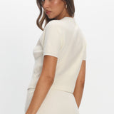 Don't Mind Scallop Edge Knit Top Cream