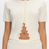 Don't Mind Scallop Edge Knit Top Cream