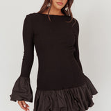 Promise Bubble Hem Open Back Mini Dress Black
