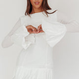 Promise Bubble Hem Open Back Mini Dress White