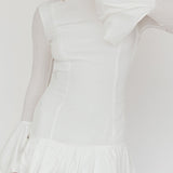 Promise Bubble Hem Open Back Mini Dress White