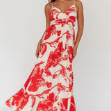 Sunny Afternoon Gathered Waist Maxi Dress Floral Pink
