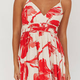 Sunny Afternoon Gathered Waist Maxi Dress Floral Pink