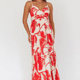 Sunny Afternoon Gathered Waist Maxi Dress Floral Pink