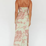 Sunny Afternoon Gathered Waist Maxi Dress Floral Sage