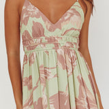 Sunny Afternoon Gathered Waist Maxi Dress Floral Sage