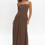 High Streets Strapless Maxi Dress Mocha