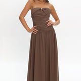 High Streets Strapless Maxi Dress Mocha