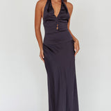 Elcie Drop Waist Halter Maxi Dress Navy