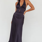 Elcie Drop Waist Halter Maxi Dress Navy