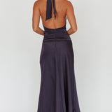 Elcie Drop Waist Halter Maxi Dress Navy