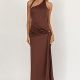 Kimbra Waist Sash Midi Dress Chocolate