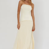 Star Avenue Strapless Drop Waist Maxi Dress Butter