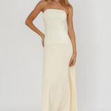 Star Avenue Strapless Drop Waist Maxi Dress Butter