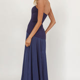 Star Avenue Strapless Drop Waist Maxi Dress Navy