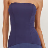 Star Avenue Strapless Drop Waist Maxi Dress Navy