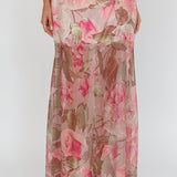 Sunset High Sheer Hem Maxi Skirt Floral Blush