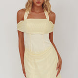 Matias Off-Shoulder Sleeve Halter Mini Dress Butter
